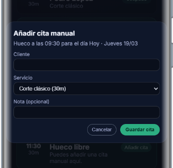 Cita manual en AgendaVIP