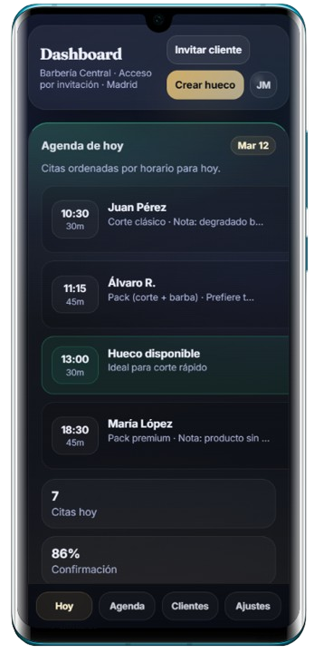 Vista móvil de AgendaVIP en Telegram
