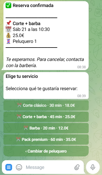 Lo que ven los clientes en AgendaVIP